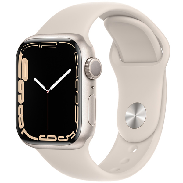 Apple Watch Series 7 GPS Starlight Aluminum Case with Starlight Sport Band 41mm، ساعت اپل سری 7 جی پی اس بدنه آلومینیومی استارلایت و بند اسپرت استارلایت 41 میلیمتر