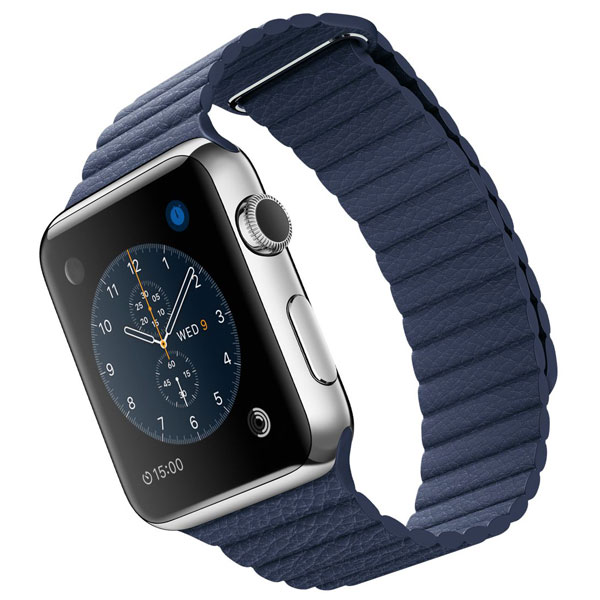 تصاویر ساعت اپل بدنه استیل بند آبی تیره چرم لوپ 42 میلیمتر، تصاویر Apple Watch Watch Stainless Steel Case Midnight Blue Leather loop 42mm