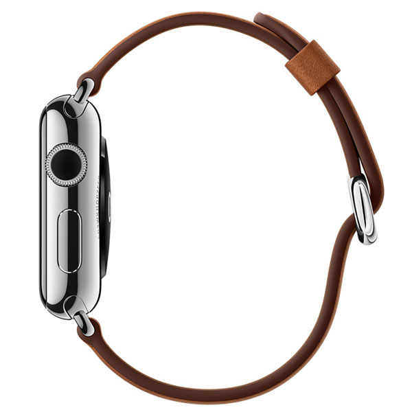 عکس ساعت اپل بدنه استیل بند قهوه ای سگک کلاسیک 42 میلیمتر، عکس Apple Watch Watch Stainless Steel Case With Saddle Brown Classic Buckle 42m