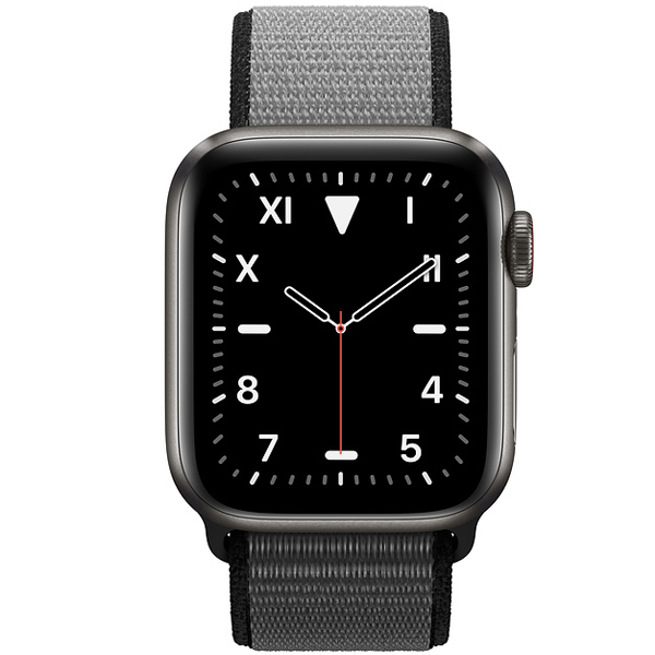 عکس ساعت اپل سری 5 ادیشن Apple Watch Series 5 Edition Space Black Titanium Case with Anchor Gray Sport Loop 40mm، عکس ساعت اپل سری 5 ادیشن بدنه تیتانیوم مشکی و بند اسپرت لوپ خاکستری 40 میلیمتر Anchor Gray