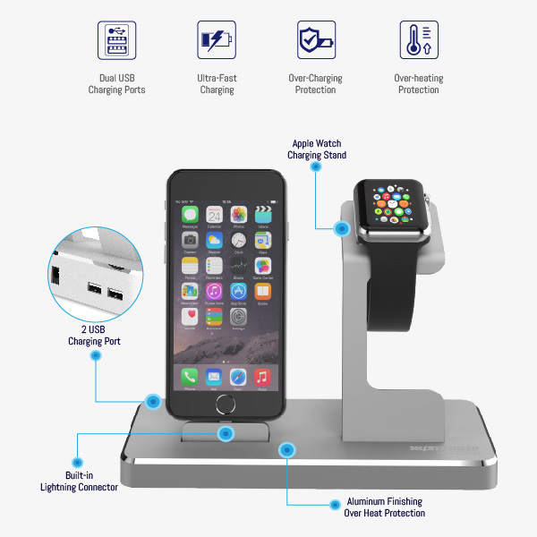 ویدیو استند شارژ آیفون و اپل واچ پرومیت مدل NuDock، ویدیو iPhone and Apple Watch Stand Promate NuDock