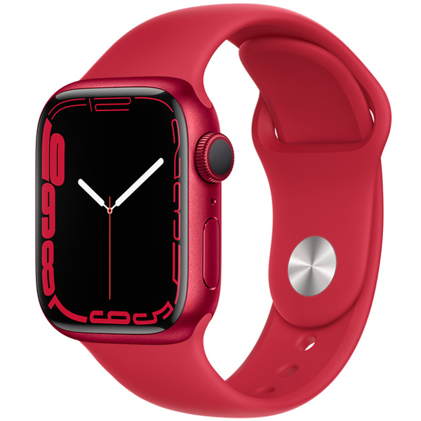 تصاویر ساعت اپل سری 7 جی پی اس بدنه آلومینیومی قرمز و بند اسپرت قرمز 41 میلیمتر، تصاویر Apple Watch Series 7 GPS Red Aluminum Case with Red Sport Band 41mm