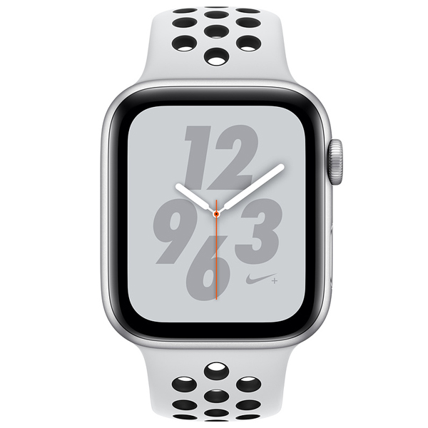 عکس ساعت اپل سری 4 نایکی پلاس Apple Watch Series 4 Nike+ GPS Silver Aluminum Case with Pure Platinum/Black Nike Sport Band 44mm، عکس ساعت اپل سری 4 نایکی پلاس جی پی اس بدنه آلومینیوم نقره ای و بند سفید مشکی نایکی اسپرت 44 میلیمتر