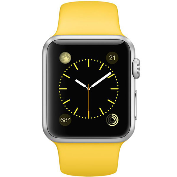 گالری ساعت اپل Apple Watch Watch Silver Aluminum Case Yellow Sport Band 42mm، گالری ساعت اپل بدنه آلومینیوم نقره ای بند اسپرت زرد 42 میلیمتر