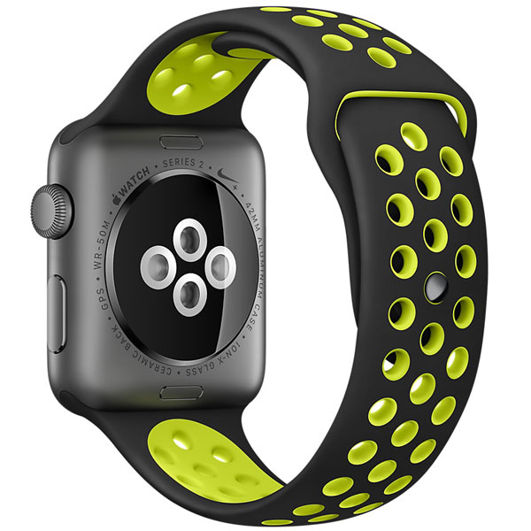 آلبوم ساعت اپل سری 2 نایکی پلاس Apple Watch Series 2 Nike+ Space Gray Aluminum Case with Black/Volt Nike Sport Band 38mm، آلبوم ساعت اپل سری 2 نایکی پلاس بدنه آلومینیوم خاکستری بند اسپرت نایکی مشکی 38 میلیمتر