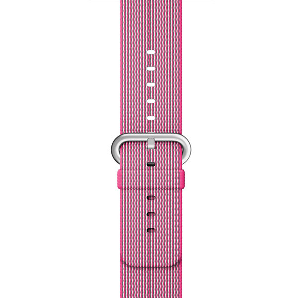 ویدیو ساعت اپل Apple Watch Watch Silver Aluminum Case with Pink Woven Nylon 38mm، ویدیو ساعت اپل بدنه آلومینیوم نقره ای بند نایلونی صورتی 38 میلیمتر
