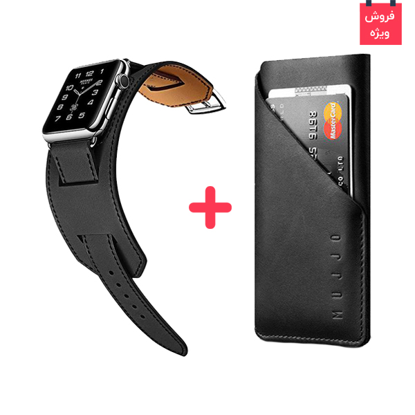 تصاویر کیف چرمی آیفون موجو + بند چرمی اپل واچ راک اسپیس، تصاویر iPhone Bag Leather Mujjo + Apple Watch Band Leather Rock
