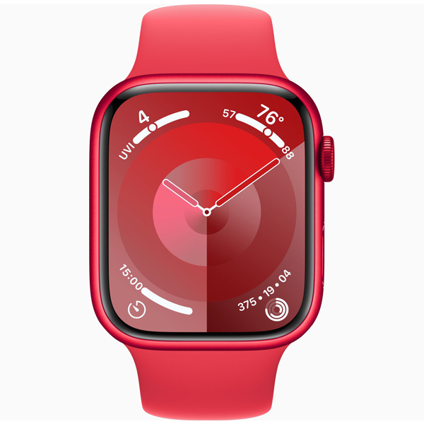 عکس ساعت اپل سری 9 Apple Watch Series 9 Red Aluminum Case with Red Sport Band 41mm، عکس ساعت اپل سری 9 بدنه آلومینیومی قرمز و بند اسپرت قرمز 41 میلیمتر