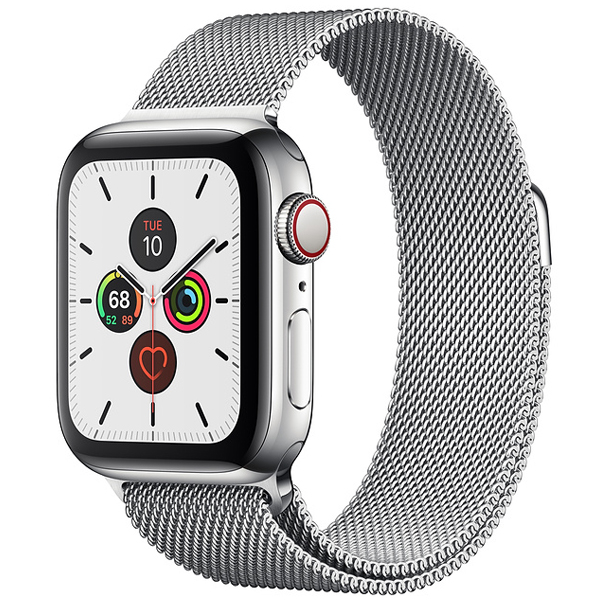 تصاویر ساعت اپل سری 5 سلولار بدنه استیل نقره ای و بند میلان نقره ای 44 میلیمتر، تصاویر Apple Watch Series 5 Cellular Stainless Steel Case with Silver Milanese Loop 44 mm