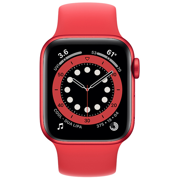 عکس ساعت اپل سری 6 جی پی اس بدنه آلومینیم قرمز و بند سولو لوپ قرمز 44 میلیمتر، عکس Apple Watch Series 6 GPS RED Aluminum Case with RED Solo Loop 44mm