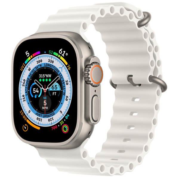تصاویر ساعت اپل اولترا بدنه تیتانیوم و بند اوشن سفید، تصاویر Apple Watch Ultra Titanium Case with White Ocean Band