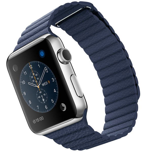 تصاویر ساعت اپل بدنه استیل بند آبی چرم لوپ 42 میلیمتر، تصاویر Apple Watch Watch Stainless Steel Case Bright Blue Leather loop 42mm
