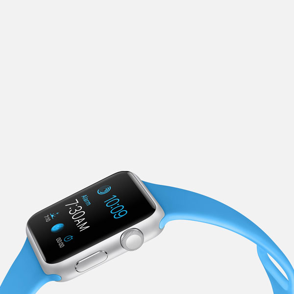 عکس ساعت اپل Apple Watch Watch Silver Aluminum Case Blue Sport Band 38mm، عکس ساعت اپل بدنه آلومینیوم نقره ای بند اسپرت آبی 38 میلیمتر