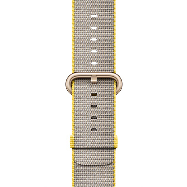آلبوم ساعت اپل سری 2 بدنه آلومینیوم طلایی و بند نایلون زرد 38 میلیمتر، آلبوم Apple Watch Series 2 Gold Aluminum Case with Yellow/Light Gray Woven Nylon 38 mm