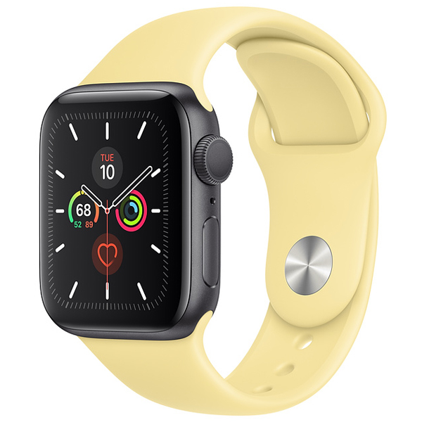 تصاویر ساعت اپل سری 5 جی پی اس بدنه آلومینیوم خاکستری و بند اسپرت زرد 40 میلیمتر، تصاویر Apple Watch Series 5 GPS Space Gray Aluminum Case with Yellow Sport Band 40 mm