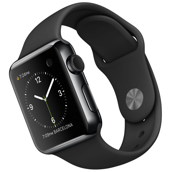 تصاویر ساعت اپل بدنه استیل مشکی بند اسپرت مشکی 38 میلیمتر، تصاویر Apple Watch Watch Black Stainless Steel Case with Black Sport Band 38mm