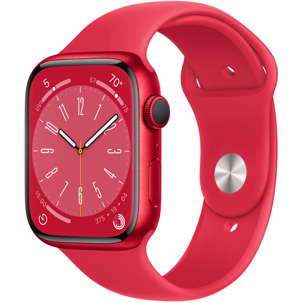 تصاویر ساعت اپل سری 8 بدنه آلومینیومی قرمز و بند اسپرت قرمز 45 میلیمتر، تصاویر Apple Watch Series 8 Red Aluminum Case with Red Sport Band 45mm