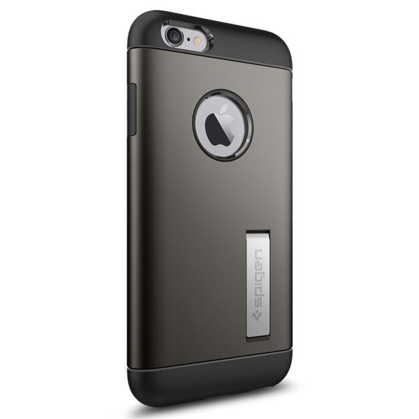 عکس iPhone 6s/6 Case Spigen Slim Armor Gunmetal، عکس قاب اسپیگن مدل Slim Armor خاکستری مناسب برای آیفون 6 و 6 اس