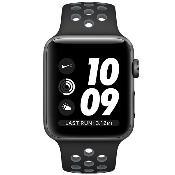 عکس ساعت اپل سری 2 نایکی پلاس Apple Watch Series 2 Nike+ Gray Aluminum Case with Black/Cool Gray Nike Sport Band 38mm، عکس ساعت اپل سری 2 نایکی پلاس بدنه آلومینیوم خاکستری بند اسپرت نایکی مشکی خاکستری 38