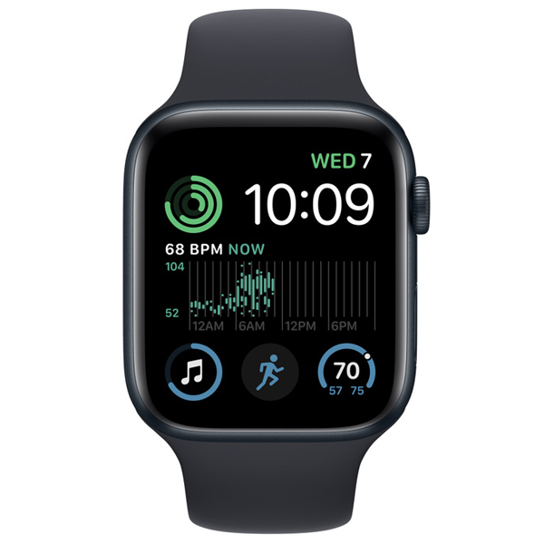 عکس ساعت اپل اس ای 2 Apple Watch SE2 Midnight Aluminum Case with Midnight Sport Band 44mm، عکس ساعت اپل اس ای 2 بدنه آلومینیومی میدنایت و بند اسپرت میدنایت 44 میلیمتر