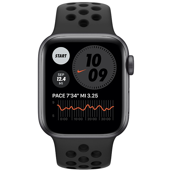 عکس ساعت اپل اس ای نایکی Apple Watch SE Nike Space Gray Aluminum Case with Anthracite Black Nike Sport Band 40mm، عکس ساعت اپل اس ای نایکی بدنه آلومینیم خاکستری و بند نایکی مشکی 40 میلیمتر