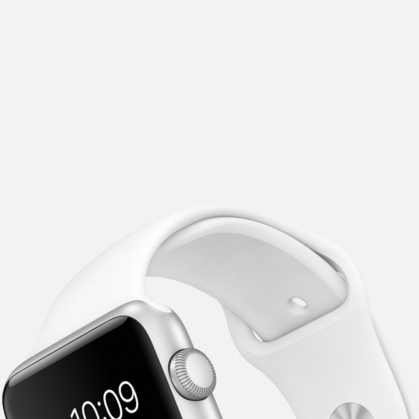 آلبوم ساعت اپل Apple Watch Watch Silver Aluminum Case White Sport Band 38mm، آلبوم ساعت اپل بدنه آلومینیوم نقره ای بند اسپرت سفید 38 میلیمتر