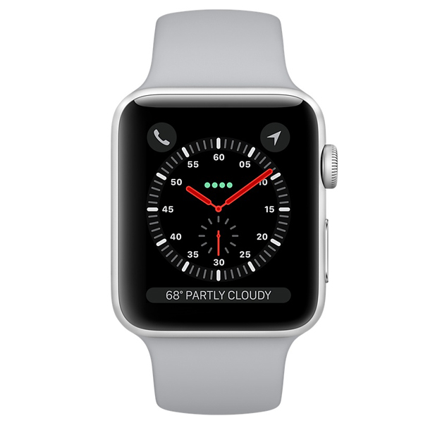 عکس ساعت اپل سری 3 سلولار بدنه آلومینیومی نقره ای با بند طوسی اسپرت 42 میلیمتر، عکس Apple Watch Series 3 Cellular Silver Aluminum Case with Fog Sport Band 42mm