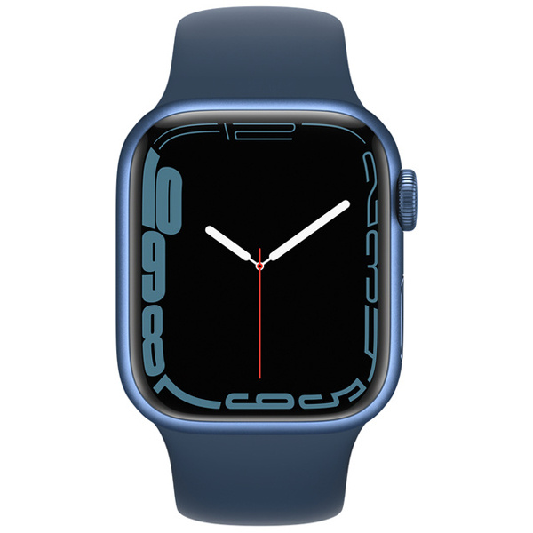 عکس ساعت اپل سری 7 جی پی اس Apple Watch Series 7 GPS Blue Aluminum Case with Abyss Blue Sport Band 41 mm، عکس ساعت اپل سری 7 جی پی اس بدنه آلومینیومی آبی و بند اسپرت آبی 41 میلیمتر