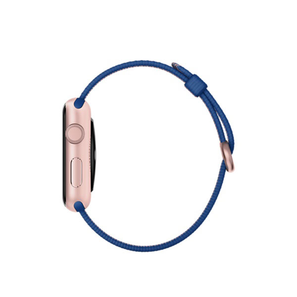 عکس ساعت اپل Apple Watch Watch Rose Gold Aluminum Case Royal Blue Woven Nylon 42mm، عکس ساعت اپل بدنه آلومینیوم رزگلد بند نایلونی آبی رویال 42 میلیمتر