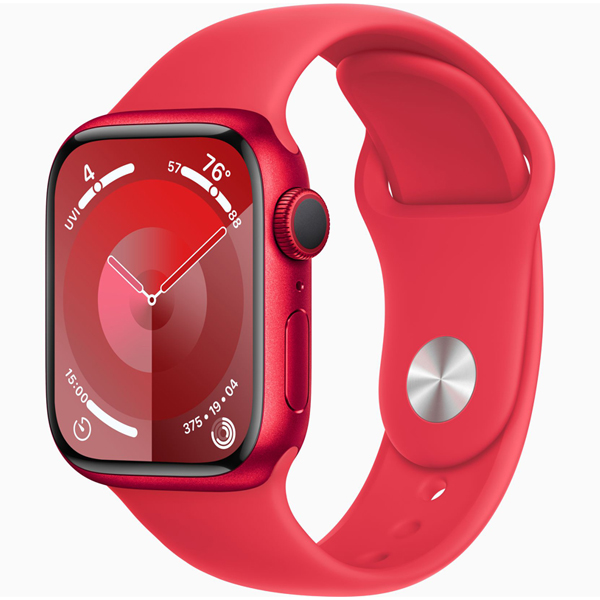 تصاویر ساعت اپل سری 9 بدنه آلومینیومی قرمز و بند اسپرت قرمز 45 میلیمتر، تصاویر Apple Watch Series 9 Red Aluminum Case with Red Sport Band 45mm