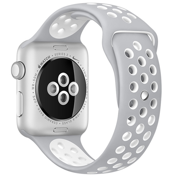 عکس ساعت اپل سری 2 نایکی پلاس Apple Watch Series 2 Nike+ Silver Aluminum Case with Flat Silver/White Nike Sport Band 38mm، عکس ساعت اپل سری 2 نایکی پلاس بدنه آلومینیوم نقره ای بند اسپرت نایکی نقره ای 38 میلیمتر