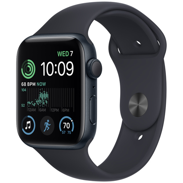 Apple Watch SE2 Midnight Aluminum Case with Midnight Sport Band 44mm، ساعت اپل اس ای 2 بدنه آلومینیومی میدنایت و بند اسپرت میدنایت 44 میلیمتر
