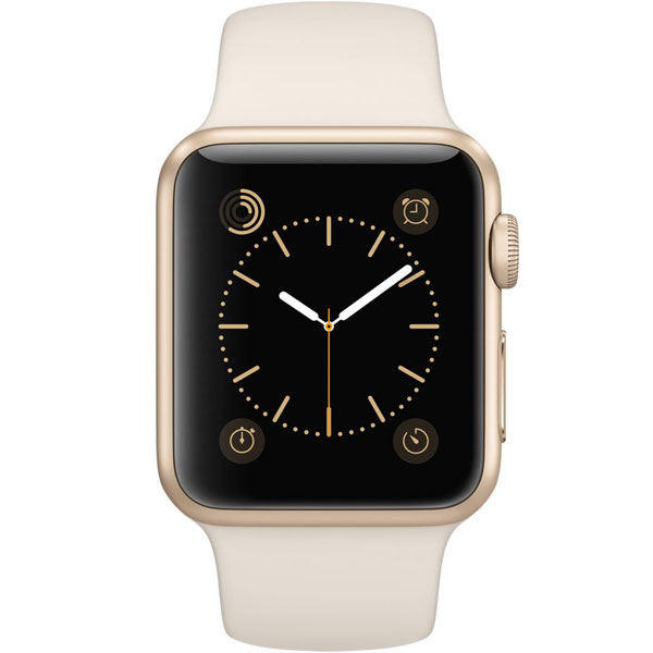 آلبوم ساعت اپل بدنه آلومینیوم طلایی بند اسپرت سفید آنتیک 38 میلیمتر، آلبوم Apple Watch Watch Gold Aluminum Case Antique White Sport Band 38mm