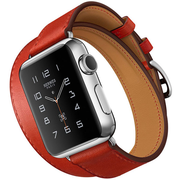 تصاویر ساعت اپل هرمس دو دور 38 میلیمتر بدنه استیل و بند چرمی قرمز، تصاویر Apple Watch Hermes Double Tour 38 mm Red Capucine Leather Band