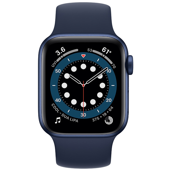 عکس ساعت اپل سری 6 جی پی اس بدنه آلومینیم آبی و بند سولو لوپ آبی تیره 44 میلیمتر، عکس Apple Watch Series 6 GPS Blue Aluminum Case with Deep Navy Solo Loop 44mm