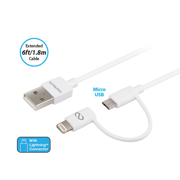 گالری Lightning and Micro USB to USB Cable Naztech Hybrid 2-in-1 MFi، گالری کابل تبدیل لایتنینگ و میکرو یو اس بی به سو اس بی نزتک مدل Hybrid 2-in-