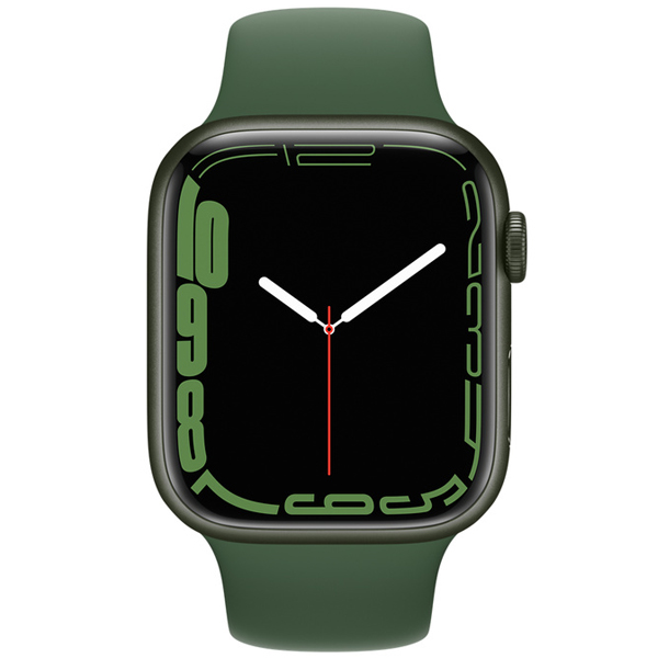 عکس ساعت اپل سری 7 جی پی اس بدنه آلومینیومی سبز و بند اسپرت سبز 45 میلیمتر، عکس Apple Watch Series 7 GPS Green Aluminum Case with Clover Sport Band 45mm