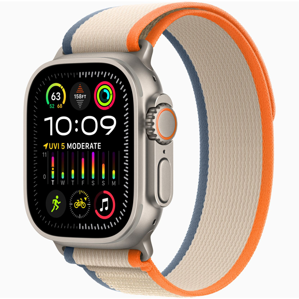 تصاویر ساعت اپل اولترا 2 بدنه تیتانیوم و بند تریل نارنجی/بژ، تصاویر Apple Watch Ultra 2 Titanium Case with Orange/Beige Trail Loop