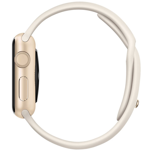 عکس ساعت اپل بدنه آلومینیوم طلایی بند اسپرت سفید آنتیک 38 میلیمتر، عکس Apple Watch Watch Gold Aluminum Case Antique White Sport Band 38mm