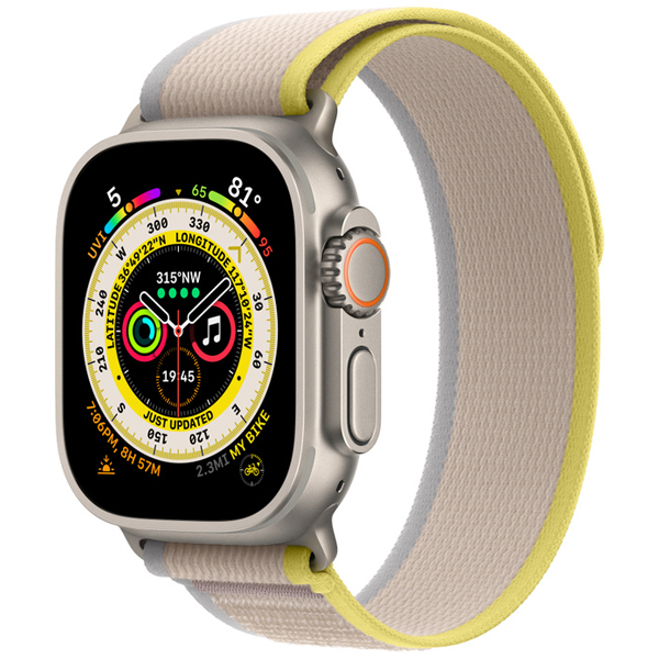 تصاویر ساعت اپل اولترا بدنه تیتانیوم و بند تریل زرد و بژ، تصاویر Apple Watch Ultra Titanium Case with Yellow/Beige Trail Loop