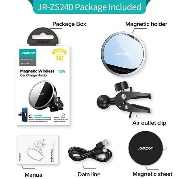 ویدیو پایه نگهدارنده و شارژر بی سیم گوشی موبایل جوی روم مدل JR-ZS240، ویدیو Joyroom magnetic wireless car charge holder JR-ZS240