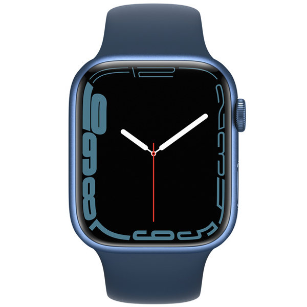 عکس ساعت اپل سری 7 جی پی اس بدنه آلومینیومی آبی و بند اسپرت آبی 45 میلیمتر، عکس Apple Watch Series 7 GPS Blue Aluminum Case with Abyss Blue Sport Band 45mm