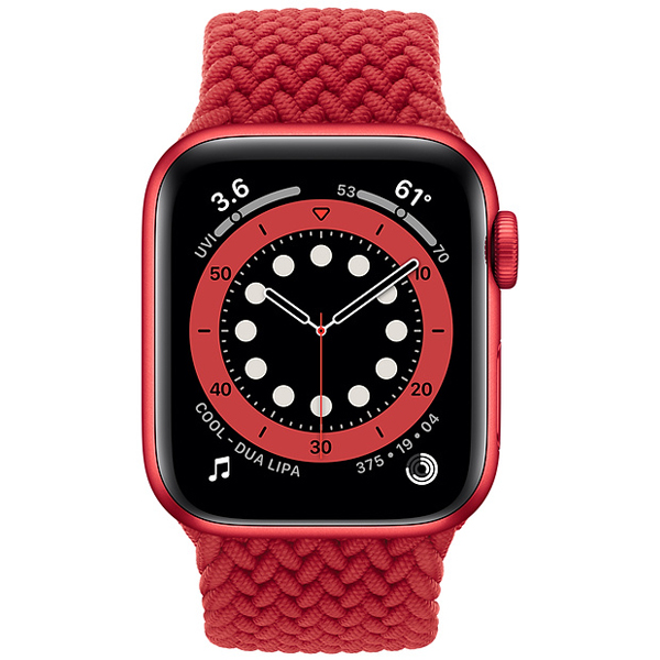 عکس ساعت اپل سری 6 جی پی اس Apple Watch Series 6 GPS RED Aluminum Case with RED Braided Solo Loop 44mm، عکس ساعت اپل سری 6 جی پی اس بدنه آلومینیم قرمز و بند سولو لوپ بافته شده قرمز 44 میلیمتر