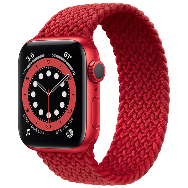 تصاویر ساعت اپل سری 6 جی پی اس بدنه آلومینیم قرمز و بند سولو لوپ بافته شده قرمز 44 میلیمتر، تصاویر Apple Watch Series 6 GPS RED Aluminum Case with RED Braided Solo Loop 44mm