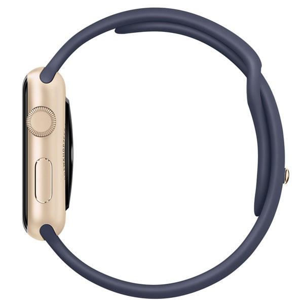 عکس ساعت اپل بدنه آلومینیوم طلایی بند اسپرت سرمه ای 42 میلیمتر، عکس Apple Watch Watch Gold Aluminum Case Midnight Blue Sport Band 42mm