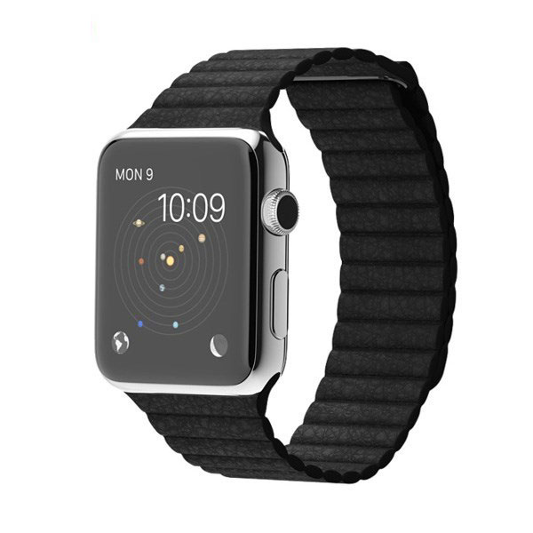 تصاویر ساعت اپل بدنه استیل بند مشکی چرم لوپ 42 میلیمتر، تصاویر Apple Watch Watch Stainless Steel Case with Black Leather loop Band 42mm