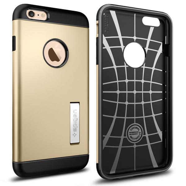 عکس iPhone 6s Plus /6 Plus Case Spigen Slim Armor Gold، عکس قاب اسپیگن مدل Slim Armor طلایی مناسب برای آیفون 6 پلاس و 6 اس پلاس