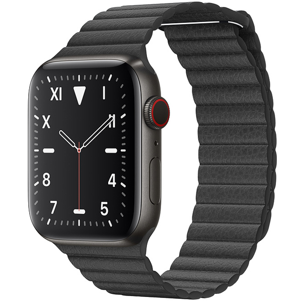 تصاویر ساعت اپل سری 5 ادیشن بدنه تیتانیوم مشکی و بند چرمی لوپ مشکی 40 میلیمتر، تصاویر Apple Watch Series 5 Edition Space Black Titanium Case with Black Leather Loop 44mm