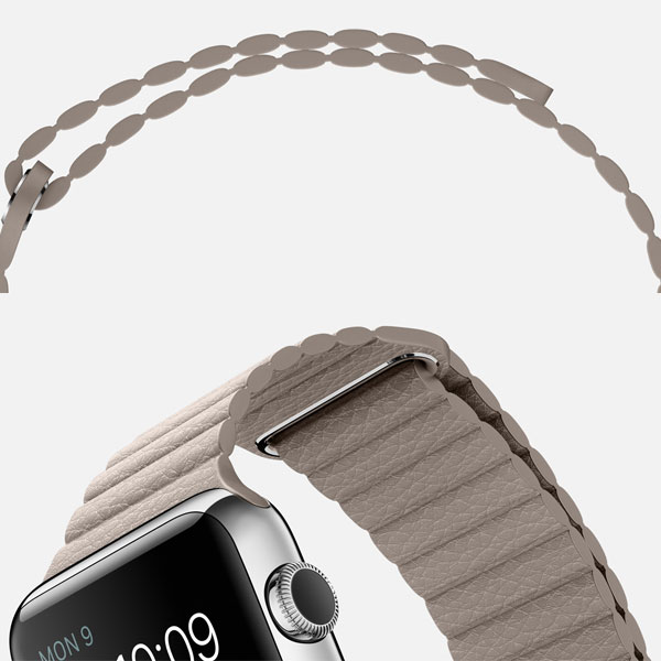 گالری ساعت اپل سری 1 اپل واچ 42 میلیمتر بدنه استیل بند چرم سنگی لوپ، گالری Apple Watch Series 1 Apple Watch 42mm Stainless Steel Case Stone Leather loop Band