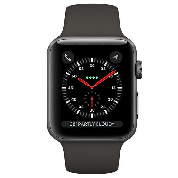 عکس ساعت اپل سری 3 سلولار بدنه آلومینیومی خاکستری با بند خاکستری اسپرت 42 میلیمتر، عکس Apple Watch Series 3 Cellular Space Gray Aluminum Case with Gray Sport Band 42mm